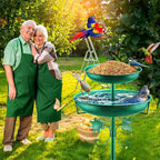 Daoeny Bird Bath for Outside, 42In Vintage Freestanding Birdbaths for Outdoors, Double Metal Bird Bath Feeder Bowls for Garden Patio Yard Lawn Decor, Upgraded 5-Pronged Base (Green)