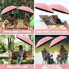 2 PACK Beach Umbrella with Clamp, 360 ° Adjustable Umbrellas for Chair, UPF50+ Umbrella for Beach Chair, Patio Chair, Wheelchair, Camping Chair, Golf Carts (Chair Not Included)