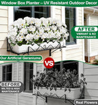 TURNMEON Artificial Geraniums Flowers for Outdoors Summer Decoration, 4 Bundles Fake Flowers Silk White Flowers UV Resistant No Fade Faux Plants for Planter Gardens Table Porch Indoor Cemetery Decor
