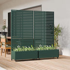 Casaphoria Metal Raised Garden Bed with Trellis and Wheels, 72"x35"x16" Planter Box for Climbing Plants, Vegetables & Vines, Features Drainage Holes and Privacy Screen, Drak Green-Louvered