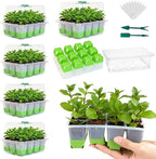 Silicone Seed Starter Tray with Humidity Dome, Indoor Seedling Starter Kit, 5-Pack Flexible Germination Trays - Adjustable Vent, Reusable & Dishwasher Safe for Herbs/Vegetables/Flowers