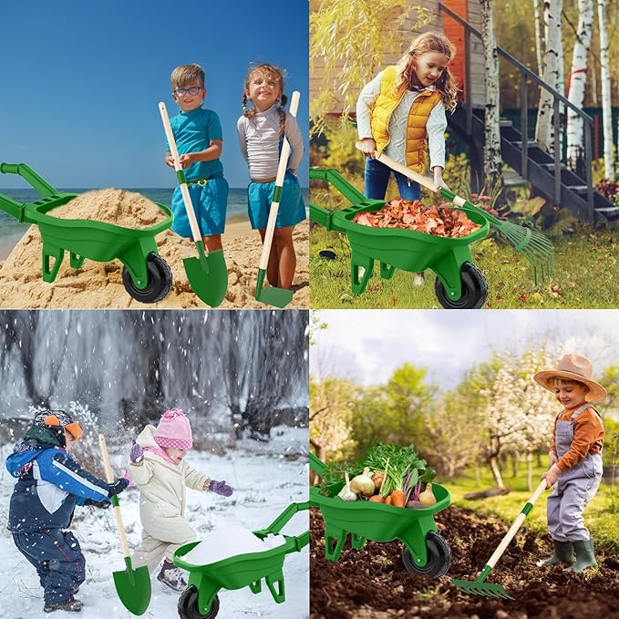 Kids Gardening Tools Outdoor Toys Set Backyard Play with Wheelbarrow Educational STEM Learning Pretend Toys Outdoor Indoor for Toddlers Kids Boys Girls