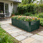 GARDMAX 8x4x2FT Galvanized Raised Garden Bed Kit, Metal Planter Boxes Outdoor with Easy Assembly, Large Garden Bed for Vegetables, Fruits, Flower, Herbs Rectangle Dark Green