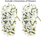 Bougainvillea Artificial Flowers Fake Plants for Outdoors Winter Decoration, 2 pcs Faux Long Trailing Vines UV Resistant Look Real White Silk Flowers for Outside Planter Front Door Porch Urn Yard Home