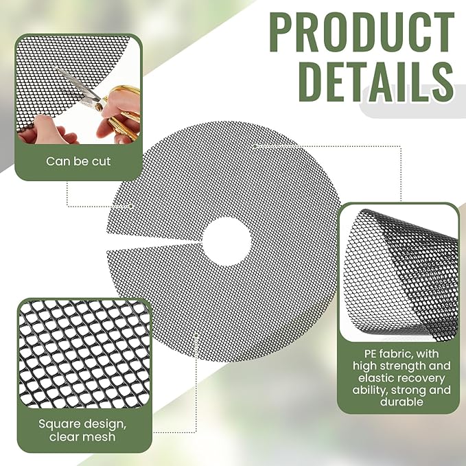Newtay 4 Pcs 16'' Plant Pot Grid Soil Protector Covers Thickened Flower Protectors from Animals Black Cuttable Flower Grid Cat Digging Stopper for Indoor Outdoor Garden