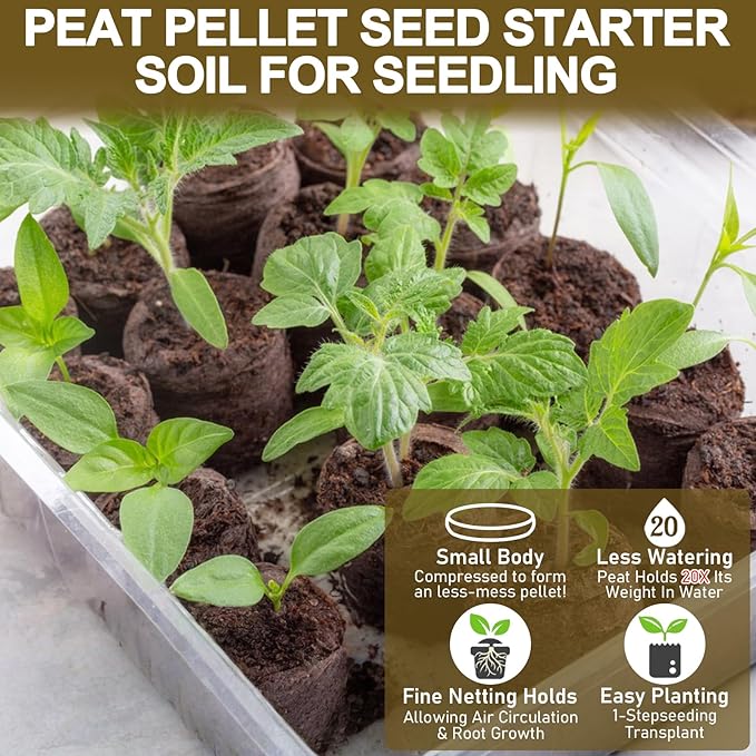 Legigo 300 Pcs 40mm Seed Starter Peat Pellets for Seedlings- Compressed Seed Starter Pods Seed Starting Pellets Plugs Soil Peat Pods for Starting Seeds, Garden Planting Herb Flower Vegetables