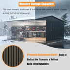14x12 FT Outdoor Storage Shed, Metal Garden Shed with Lockable Door & Sloped Roof, Large Waterproof Utility Tool Shed for Backyard, Garden, Patio, Lawn, Black