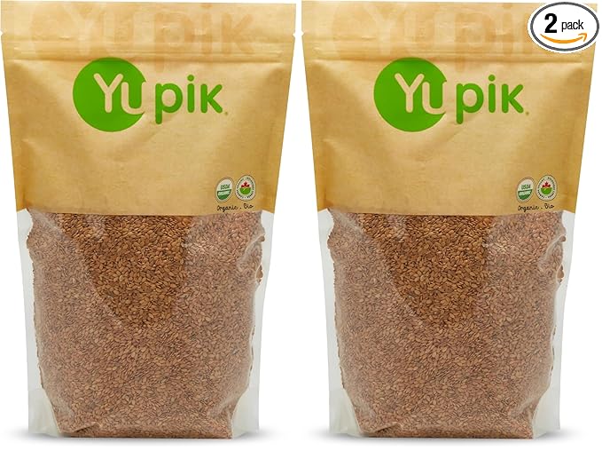 Yupik Organic Golden Flax Seeds, 2.2 lb, Non-GMO, Vegan, Gluten-Free (Pack of 2)