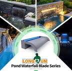 Pool Fountain, LONGRUN Waterfall Spillway for Koi Ponds - 23.6" Transparent Acrylic Waterfall with APP Control & Multi-Color LED Lights for Swimming Pool, Garden Pond, Patios, Spa Decoration