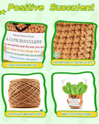 JELUTAR Crochet Positive Succulent Plant Thank You Gifts for Birthday Easter Mother's Day, Emotional Uplifting Gifts for Women Men Mom Dad Friends Wife Coworkers Cute Funny Decors (Cute Succulent)