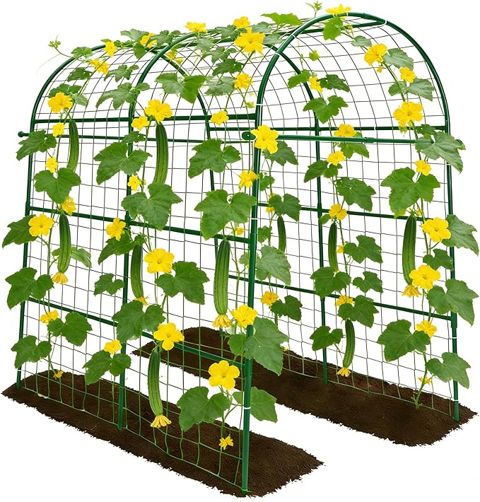 Garden Arch Trellis for Climbing Plants Outdoor - 83" H*71" W*43" L Large Rustproof Garden Trellis, Heavy Duty Grape Trellis, Tunnel Trellis for Melons, Pumpkins, Cucumbers, Peas(Green)