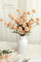 Floroom 6pcs Apricot Peach Faux Silk Mums Artificial Flowers, Bulk Fake Small Mini Chrysanthemums with Stems for DIY Wedding Centerpieces Floral Arrangements Vase Fillers Home Decorations