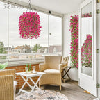 Artificial Hanging Flowers for Outdoors Spring Summer Decoration, 4PCS UV Resistant Silk Fake Hanging Plants for Patio Porch Front Yard Window Garden Indoor Decor(Hot Pink,4PCS)