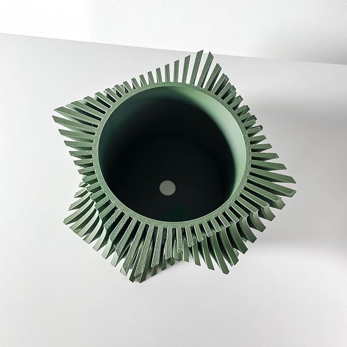 Aeon Twist Modern Planter – Black Sculptural Plant Pot for Indoor Decor Geometric Design with Drainage – Unique Home Accent for Living Room, Office, or Shelf (Green, Compact Structure: 6" x 4" WH)