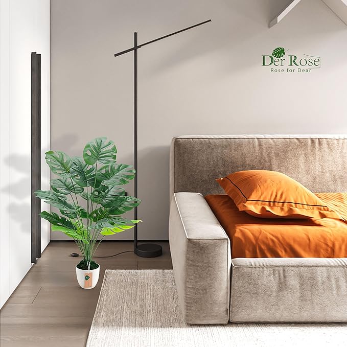Der Rose 2Pcs Fake Plants 28'' Large Artificial Palm Tree and Faux Plants Indoor Tall in White Pots for Home Office Bathroom Patio Floor Outdoor Decor