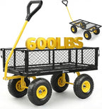 Sekey 600lbs Steel Mesh Garden Cart for Patio & Backyard, Utility Wagon with Removable Sides (Convertible Flatbed), 10" Rubber Tires, Black
