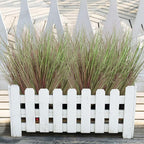 32 Bundles Artificial Grass Plants Outdoor 20 Inch Tall Fake Shrubs Wheat Grass UV Resistant Greenery Stems Weed Faux Bushes Plant for Indoor Outdoor Garden Office Home Decor, Purple