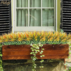 16Pcs Artificial Grass Fake Plants 17.3in Outdoor Plastic Plants UV Resistant Greenery Fake Grass for Home Window Garden Office Patio Hanging Planter Pathway Front Porch Décor Orange Yellow