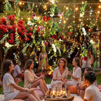 Suncalla 6 Pcs 35.4ft Hanging Flowers Garlands Backdrop Lighted Floating Fake Wildflower Vines LED Floral Garland Ceiling for Spring Wedding Bridal Shower Birthday Graduation Party(Fresh,Multicolor)
