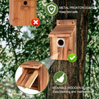 4-Piece Outdoor Bird House Set, Bird Houses for Outside with Metal Guards, Safety Locks, Flight Slots, & Ventilation, Bluebird Houses with 1-1/2" Entrance for Bluebirds, Wrens, Finches