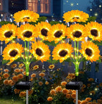 EDOF 2 Pack with 12 Sunflower Solar Lights Outdoor Garden Decor,Solar Flowers Lights Waterproof,Sunflowers Gifts for Mom Women Grandma Birthday,Decorative Stakes Lights for Landscape Yard Patio Lawn