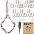 20 PCS Ceiling Hooks for Hanging Plants,Screw Hooks for Wind Chimes,Bird Feeder,Lanterns,Christmas Decorations Outdoor String Lights (Rose Gold)