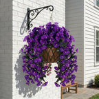 Artificial Flowers for Outdoors Fake Purple Morning Glory Hanging Flower Decoration, 2Pcs Realistic Faux Plants Petunias Long Trailing Vines,Spring Decor for Porch Patio Balcony Planter Yard