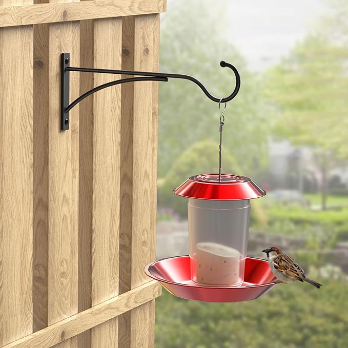 saffruff 11 Inch Heavy Duty Plant Hangers Outdoor, Metal Plant Brackets for Hanging Baskets, Plant Wall Hooks for Bird Feeders, Wind Chimes & Lanterns, Premium Metal Hooks Matte Black, 30lbs Capacity