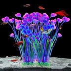 AQUANEAT Artificial Fish Tank Plants, Plastic Aquarium Accessories Large, 15.5 inch Purple Decorations, 2pcs