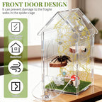 Hysagtek Jumping Spider Enclosure - Acrylic Arboreal Tarantula Enclosure Small Reptile Terrarium with Magnetic Door, Clear Jumping Spider Enclosure Accessories