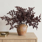 Daynight Artificial Cimicifuga Plants with Fall Leaves Faux Fall steams Greenery Branch for Vase, Table, Thanksgiving, Autumn Halloween Centerpiece Decor (4, Chocolate)