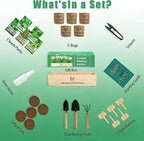 Indoor Herb Garden Starter Kit, 5 Seeds Growing into Basil, Parsley, Rosemary, Thyme, Mint, Including A Planter Box, Soil Discs & Planters with A Gift Box for Women