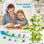 JESLED Hydroponic Tower with Tent, Hydroponics Growing System with 5000K Full-Spectrum Grow Lights, Dual Timers for Auto Watering & Lighting, Grows 30 Herbs & Vegetables, 10L Water Tank, High 37"