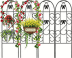 AMAGABELI Garden & Home 4 Pack Garden Trellis for Climbing Plants 60" x 18" Black Iron Trellis for Potted Plant Support Butterfly Metal Trellis for Climbing Roses Vine Flower Cucumber Clematis GT02