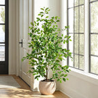Bailikang Artificial Ficus Tree Indoor 4ft, Large Potted Faux Tree with Realistic Silk Leaves & Trunk for Home Office, Living Room Corner Decor