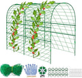 codree Garden Cucumber Trellis for Plant -47x 47 Inch Metal Arch Melon Trellis for Raised Bed -Foldable Tunnel Trellis with Climbing Net Clips for Growing Vine Vegetable