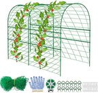 codree Garden Cucumber Trellis for Plant -47x 47 Inch Metal Arch Melon Trellis for Raised Bed -Foldable Tunnel Trellis with Climbing Net Clips for Growing Vine Vegetable