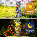 Pohabery Solar Garden Decor Elephant Statue Outdoor, Luck Triple Elephant Decorations for Yard Porch Lawn Patio - Ideal Gifts for Women Mom Grandma Senior Elder or Birthdays 12"
