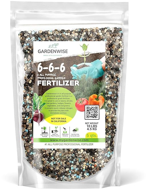 Gardenwise 6-6-6 All-Purpose Professional Plant Food Fertilizer; Ideal for Winter Care & Spring Feeding, Perfect Balanced NPK for Indoor and Outdoor Plants (5 QUARTS)