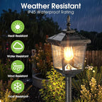 Greluna Solar Lamp Post Light Outdoor, Warm White, IP45 Waterproof Solar Post Lights Outdoor, Pole Lights Decorative Lamp for Yard Garden Patio Lawn Pathway Driveway Front/Back Door 2 Pack