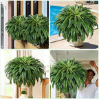 MARTINE MALL 2Pcs 48''/ 88 Leaves XXL Large Fake Ferns Artificial Ferns for Outdoors, UV Resistant Faux Boston Fern for Outdoor Planter Realistic Hanging Artificial Fake Plants for Porch Patio