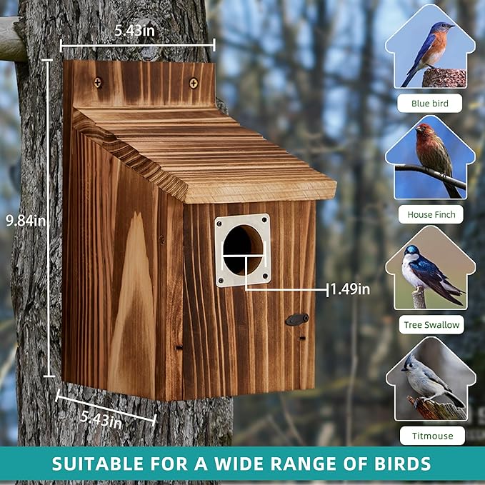 2 Pack Bird Houses for Outside, Outdoors Birdhouse Feeder for Bluebird,Cardinal,Purple Martin and Sparrow,Wooden Cedar Hanging Birds Nest,Easy to Clean,No Assembly Needed