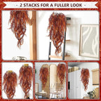 2-Pack Fake Hanging Plants, Faux Hanging Plant Artificial Greenery for Living Room Bedroom Boho Wall Shelf Indoor Outdoor Decor (Red Coreopsis)