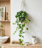 Fake Plants 2 Pcs Faux Pothos Plants Potted Indoor Artificial Hanging Plants Realistic Fake Greenery Table Desk Bathroom Office Bedroom Living Room Shelf Modern Farmhouse Decor Indoor