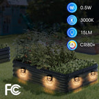 Energetic Solar Powered Garden Lights with Dusk to Dawn Sensors, Magnetic Solar Lights Outdoor, Waterproof, 3000K Warm White, LED Fence Lighting for Planter Raised Beds, FCC, Black, 3 Pack