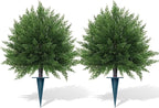 Grooy Artificial CedarTopiary Bushes for Outdoors with Spike, Set of 2 Cypress Topiary Trees with UV Resistant, Outdoors Fake Shrubs Faux Plants for Front Porch Indoor Outdoor Decor