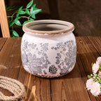Dosayes Flower Pot,Vintage Gray Ceramic Pot for Planter with Drainage Holes, 6.29 inch Ice Crack Glazed Small Rustic Planters Pot for Indoor,Tucan Home Decor,Gardening Gifts