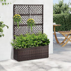 52’’ H Garden Planter Box with Trellis Outdoor for Vine Climbing Plants, Flowers Handwoven Rattan Garden Bed with Removable Liners for Backyard Patio Balcony