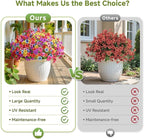 Alupssuc 32 Bundles Artificial Flowers for Outdoors Decoration, UV Resistant Silk Faux Floral Spring Fake Plastic Plants Greenery for Outside Indoor Home Garden Porch Window Box Decor, Mix 6 Colors