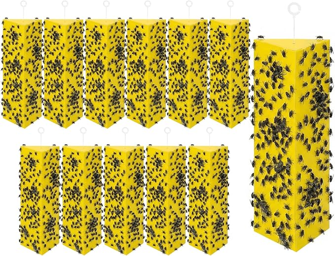 12 Pack Sticky Fly Traps, Fly Traps Outdoor/Indoor, Fly Stick, Fruit Fly Trap, Flying Insect Catcher Gnat Trap Killer for Flying Plant Insect Such as Mosquitos, Aphids, Leafminers, Fungus Gnats